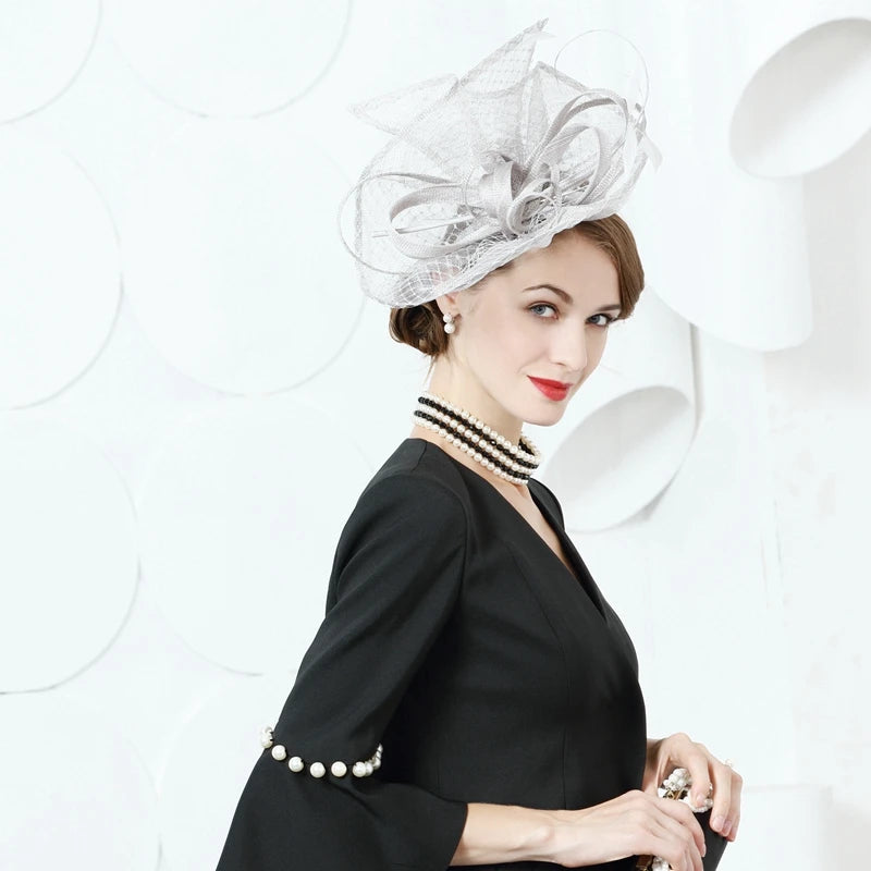 EE 2381 Spring and Summer/Delicate/Feather Flower/Bowknot/Sinamay/Party/Evening Headpiece/Tulle Fabric Hats Headpiece