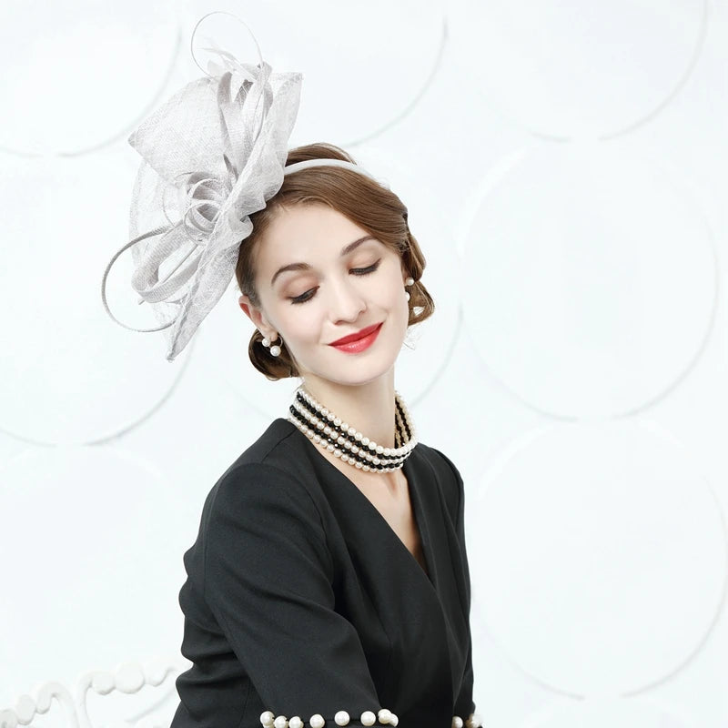 EE 2381 Spring and Summer/Delicate/Feather Flower/Bowknot/Sinamay/Party/Evening Headpiece/Tulle Fabric Hats Headpiece