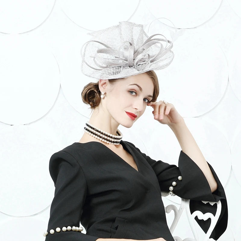 EE 2381 Spring and Summer/Delicate/Feather Flower/Bowknot/Sinamay/Party/Evening Headpiece/Tulle Fabric Hats Headpiece