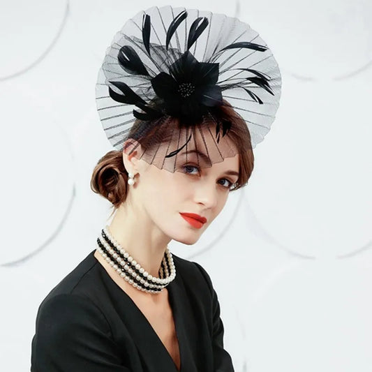 EE 2384  summer new original designer elegant British female summer flowers small feather hat hat