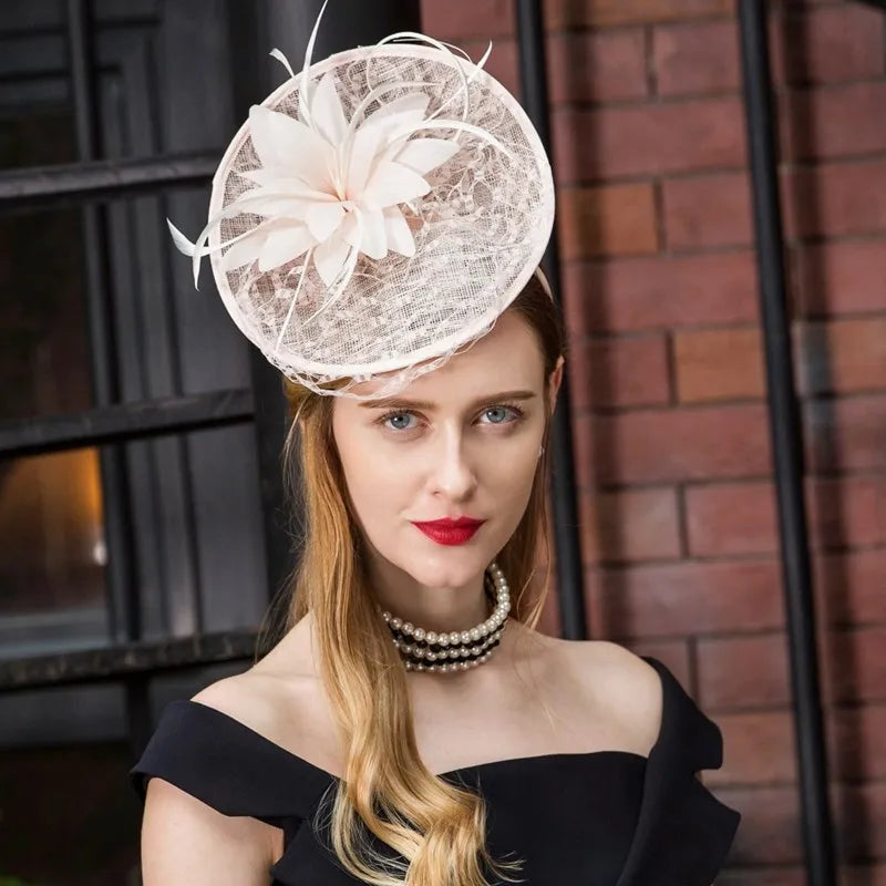 EE 2390 summer new original design elegant British gauze flax flowers small female summer hat hat