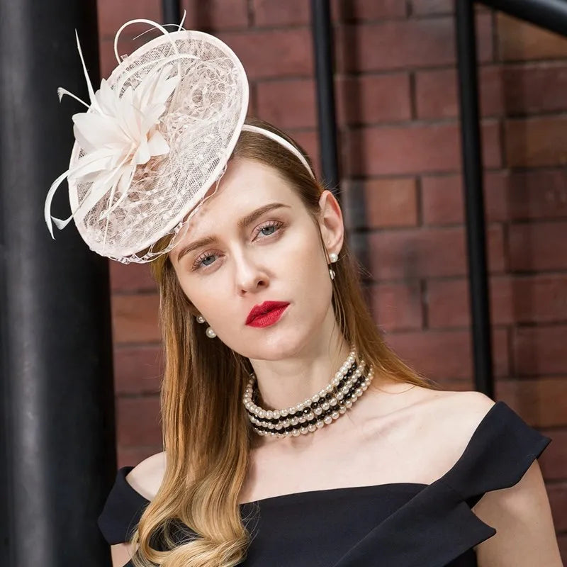 EE 2390 summer new original design elegant British gauze flax flowers small female summer hat hat