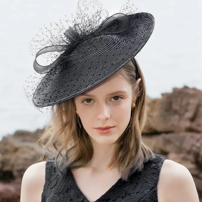 EE 2393  elegant joker British noble aristocratic dress party hat shading sun hat female summer