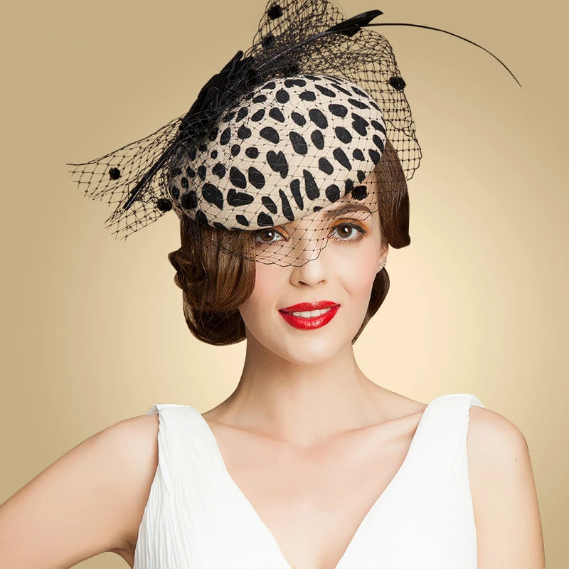 EE 3002 Winter/Striking/100% Australian Wool Felt/Birdcage Veil/Ostrich Quills/Special Occasion/Fascinators Black Pillbox Hat