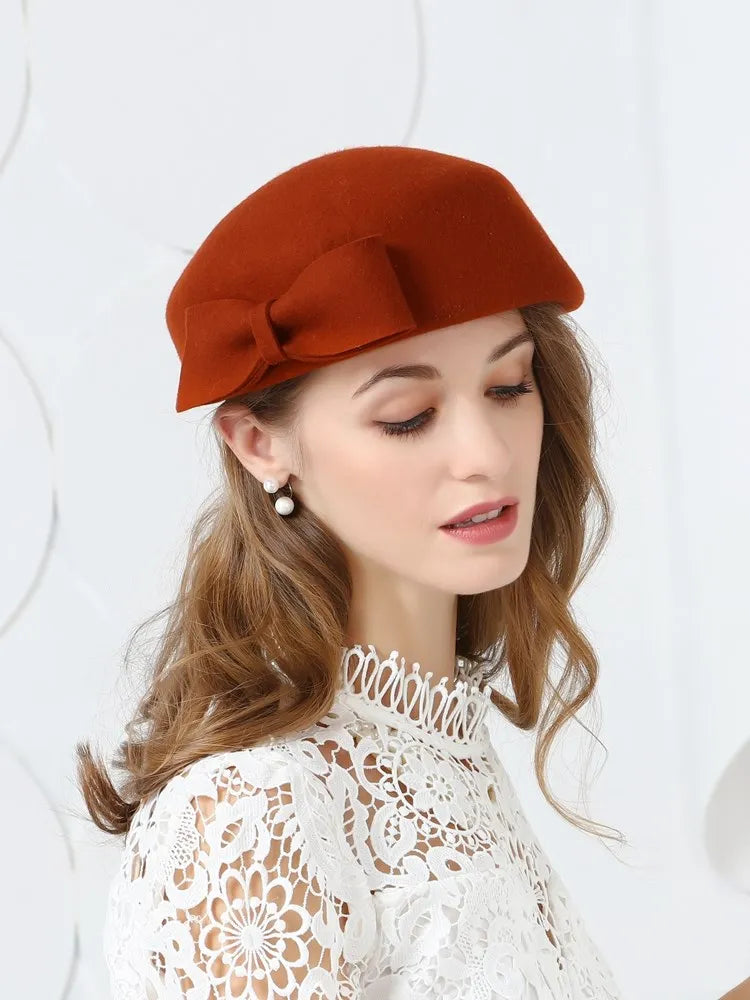 EE 3007 hat female new winter tide restoring ancient ways about British wool homburg joker socialite party dress hats