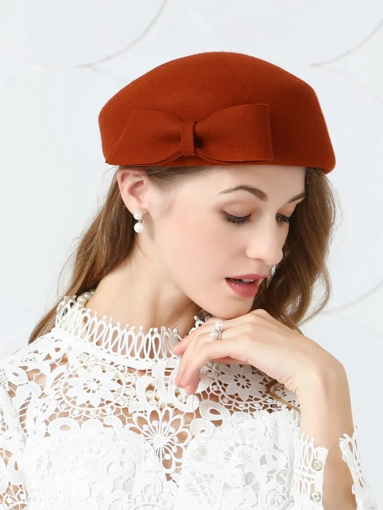 EE 3007 hat female new winter tide restoring ancient ways about British wool homburg joker socialite party dress hats