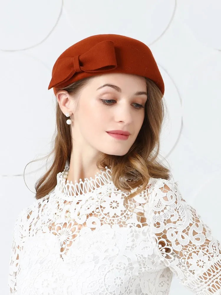 EE 3007 hat female new winter tide restoring ancient ways about British wool homburg joker socialite party dress hats