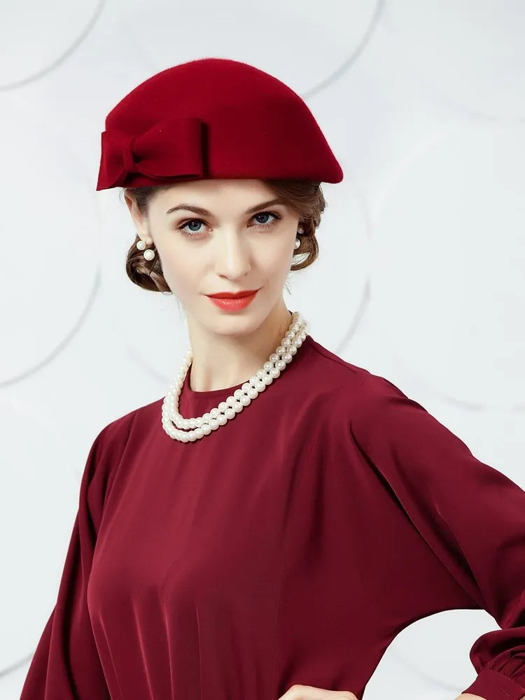 EE 3007 hat female new winter tide restoring ancient ways about British wool homburg joker socialite party dress hats