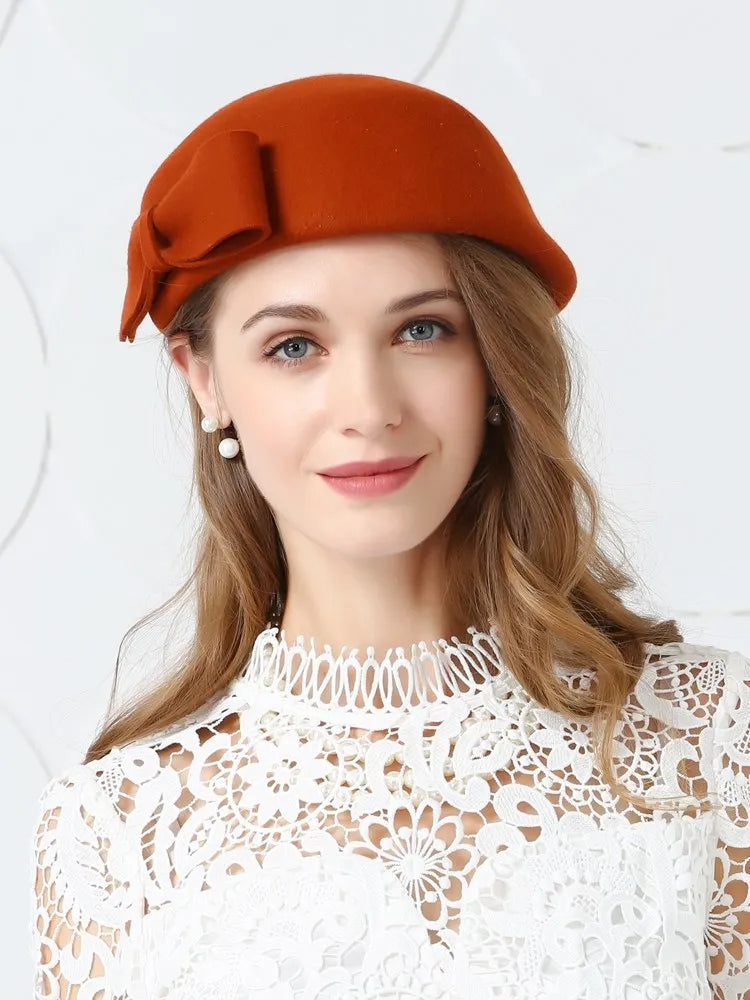 EE 3007 hat female new winter tide restoring ancient ways about British wool homburg joker socialite party dress hats