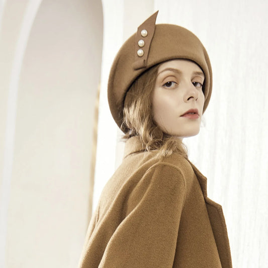 EE 3008 winter hats female han edition of the new party dress hat hat beret pearl decoration