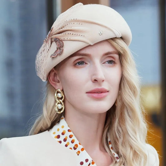 EE 3009 autumn winter buds small British wool hat elegant joker shamao children fall net