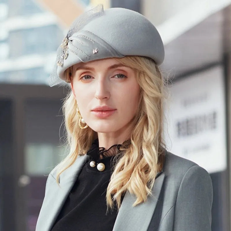 EE 3009 autumn winter buds small British wool hat elegant joker shamao children fall net
