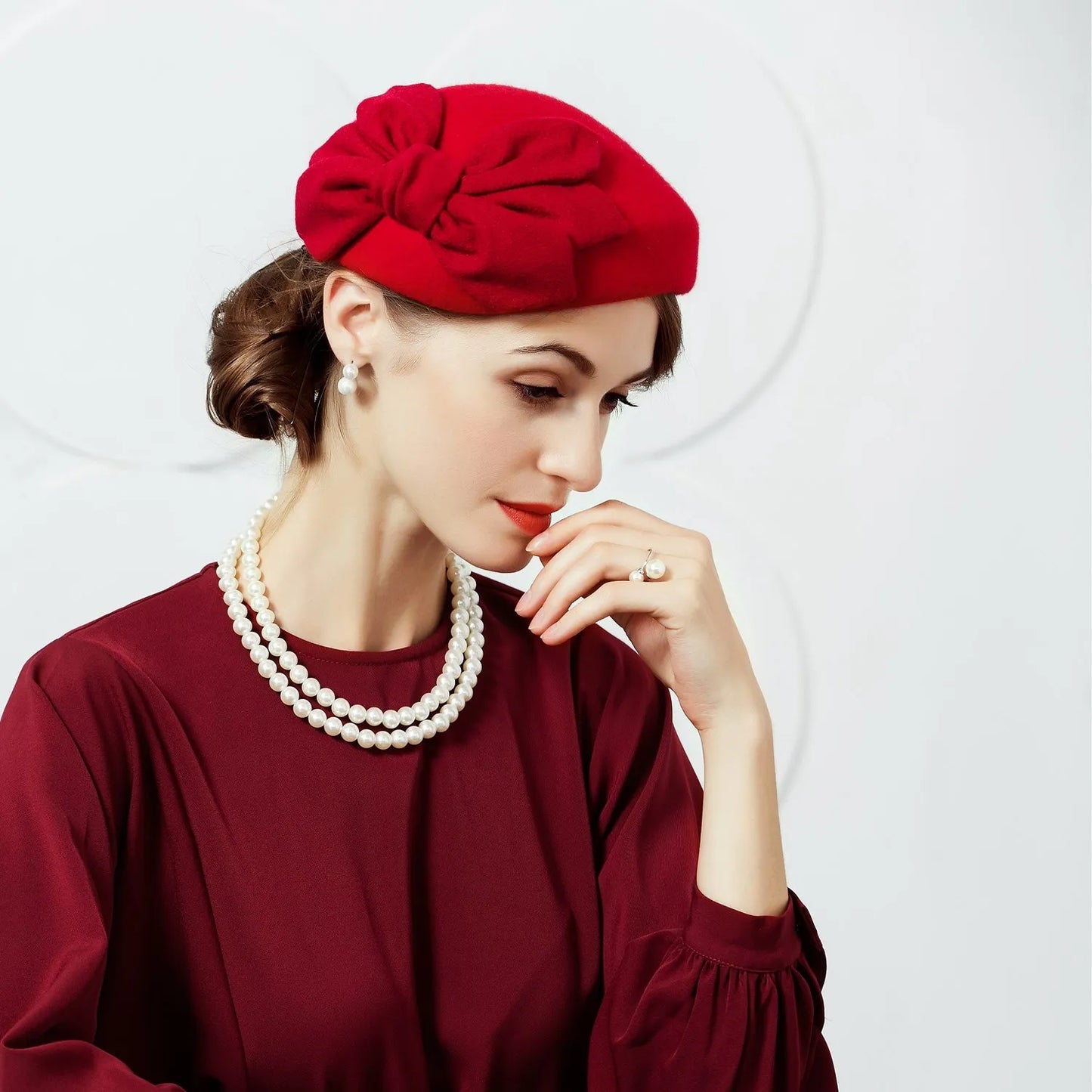 EE 3014  Autumn/Winter New British Versatile Woolen Top Hat Winter Sweet and Cute Korean Hat Girl