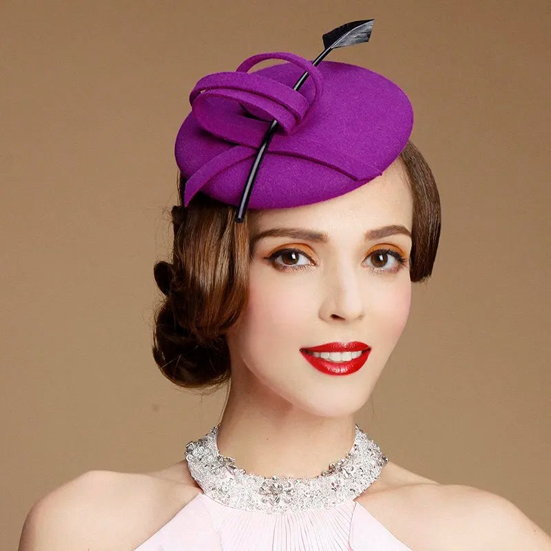EE 3016 British hat homburg ms female side party hats fall paragraph wool cap in the spring and autumn dress felt trilby