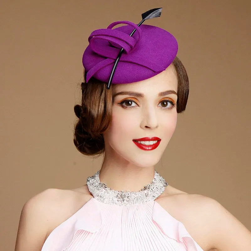 EE 3016 British hat homburg ms female side party hats fall paragraph wool cap in the spring and autumn dress felt trilby