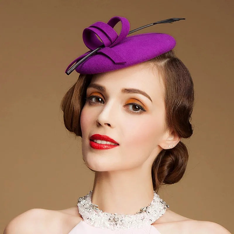 EE 3016 British hat homburg ms female side party hats fall paragraph wool cap in the spring and autumn dress felt trilby