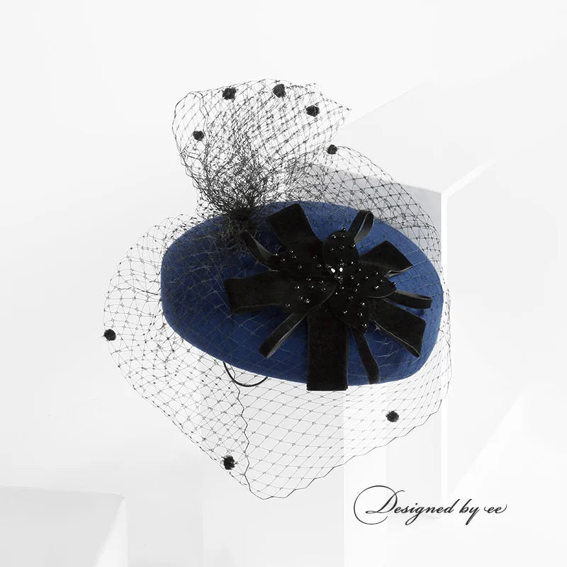 EE 3017 Special Occasion /Congratulations /Carnival /Fascinator Gorgeous Wool With Tulle /Wedding  /Honeymoon  Hat /Elegant