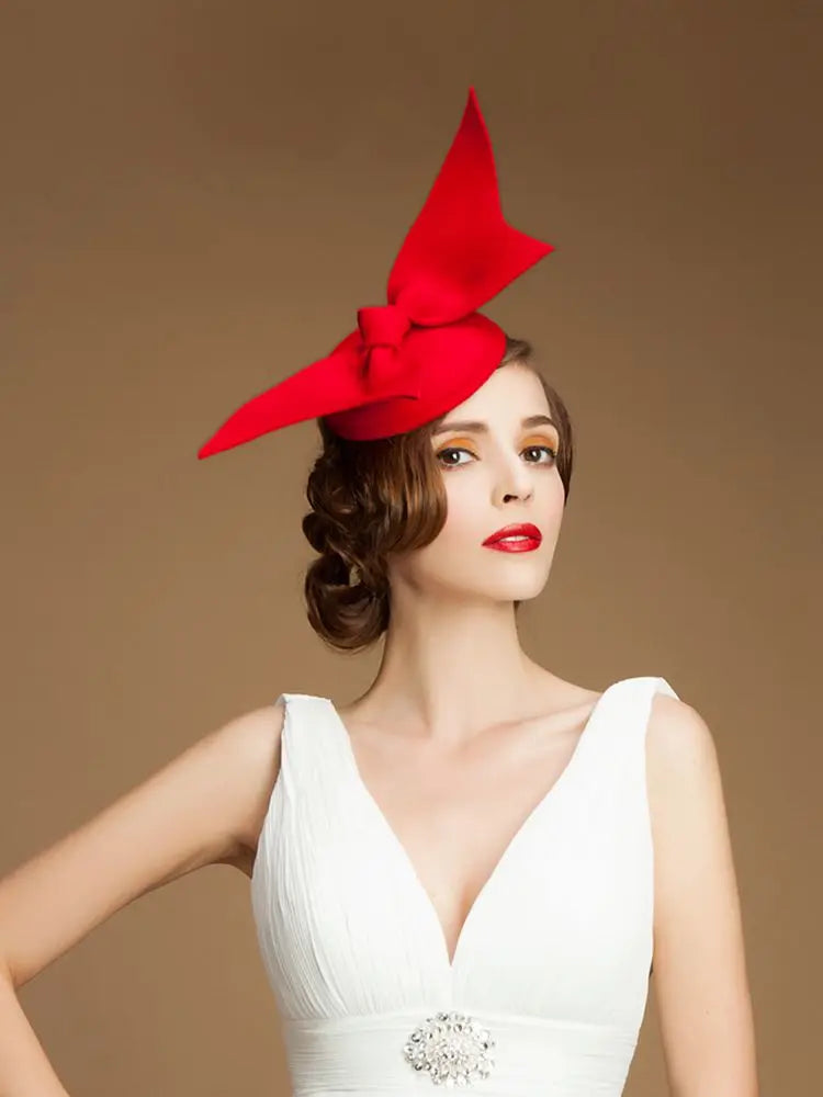 EE 3031 Fashionable Wool Girls Party /Outdoor /Wedding Hats With Angel Wings /Red /Ladies Tea Party /Formal Cocktail Fedoras