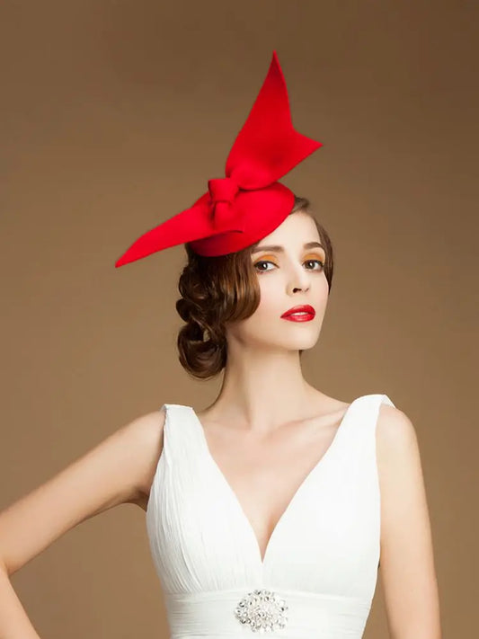 EE 3031 Fashionable Wool Girls Party /Outdoor /Wedding Hats With Angel Wings /Red /Ladies Tea Party /Formal Cocktail Fedoras