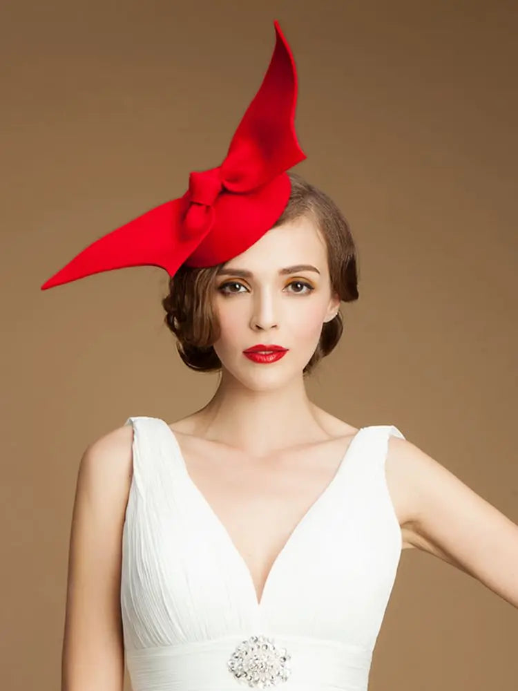 EE 3031 Fashionable Wool Girls Party /Outdoor /Wedding Hats With Angel Wings /Red /Ladies Tea Party /Formal Cocktail Fedoras