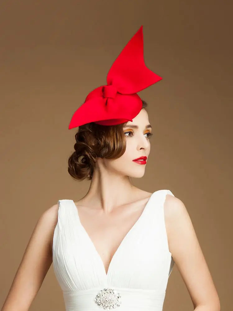 EE 3031 Fashionable Wool Girls Party /Outdoor /Wedding Hats With Angel Wings /Red /Ladies Tea Party /Formal Cocktail Fedoras
