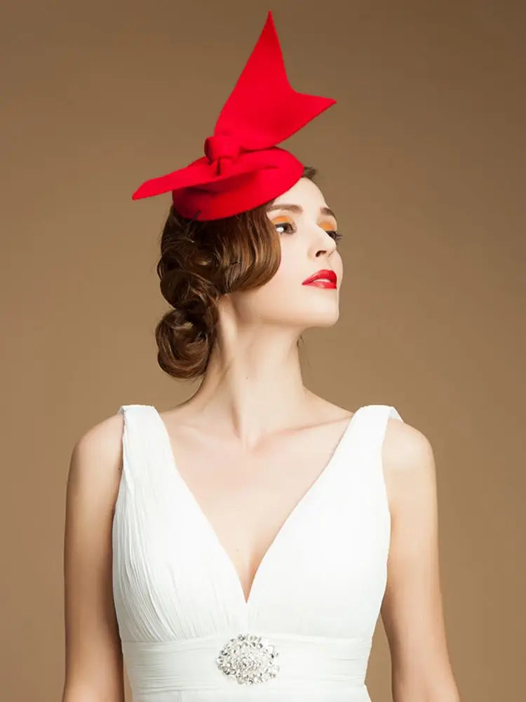 EE 3031 Fashionable Wool Girls Party /Outdoor /Wedding Hats With Angel Wings /Red /Ladies Tea Party /Formal Cocktail Fedoras