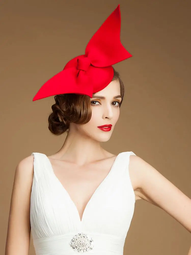 EE 3031 Fashionable Wool Girls Party /Outdoor /Wedding Hats With Angel Wings /Red /Ladies Tea Party /Formal Cocktail Fedoras