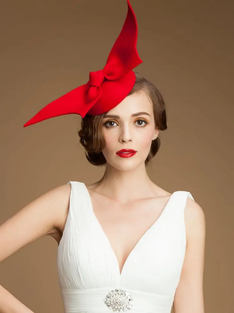 EE 3031 Fashionable Wool Girls Party /Outdoor /Wedding Hats With Angel Wings /Red /Ladies Tea Party /Formal Cocktail Fedoras