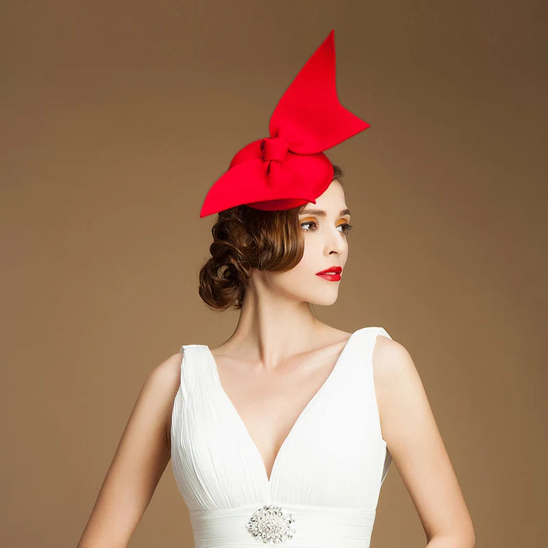 EE 3031 Fashionable Wool Girls Party /Outdoor /Wedding Hats With Angel Wings /Red /Ladies Tea Party /Formal Cocktail Fedoras