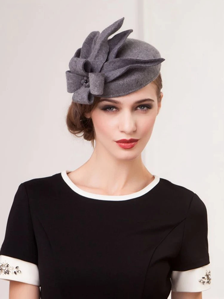 EE 3033 100% Australian Wool Felt / Formal Caps /Headpiece Classical Feminine Style /Dress Fedoras/Vintage /Special Occasion