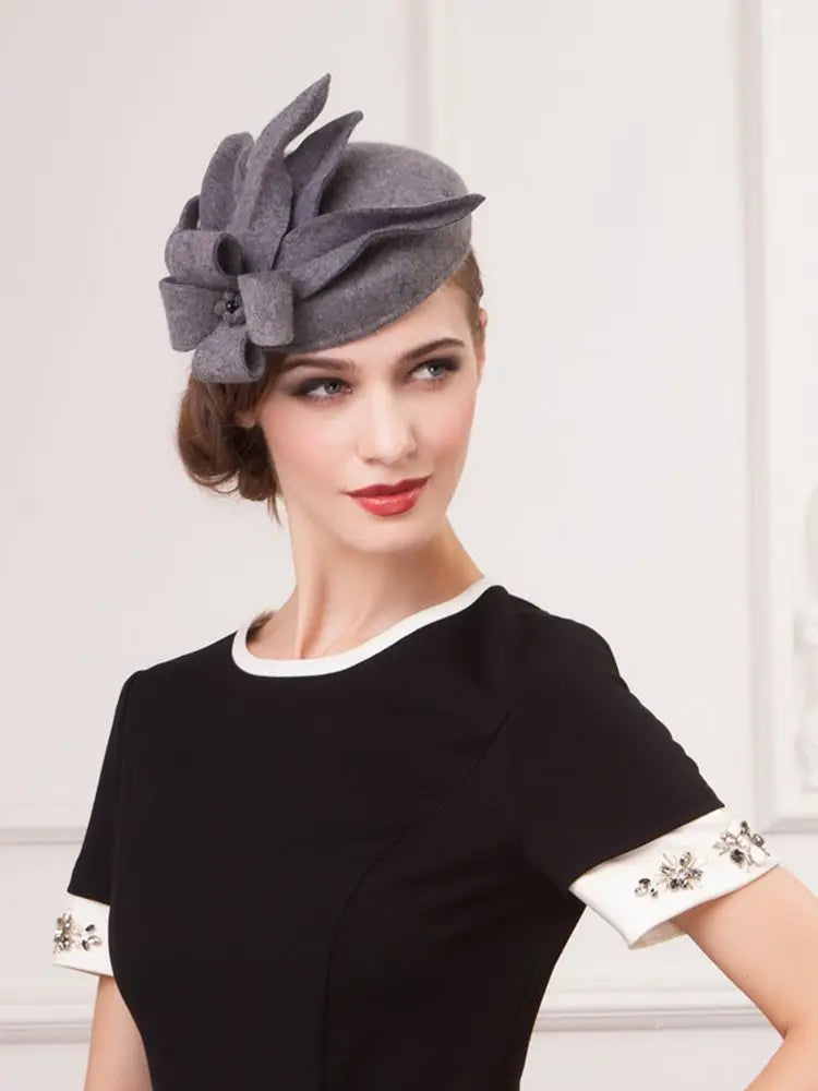 EE 3033 100% Australian Wool Felt / Formal Caps /Headpiece Classical Feminine Style /Dress Fedoras/Vintage /Special Occasion