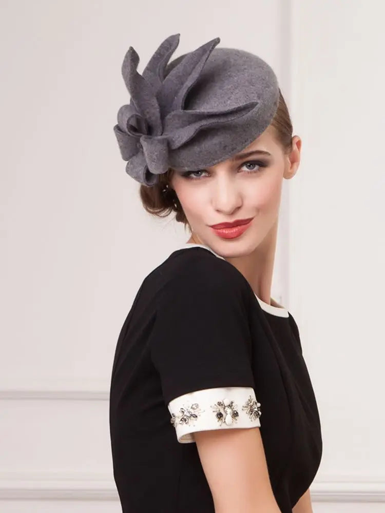 EE 3033 100% Australian Wool Felt / Formal Caps /Headpiece Classical Feminine Style /Dress Fedoras/Vintage /Special Occasion