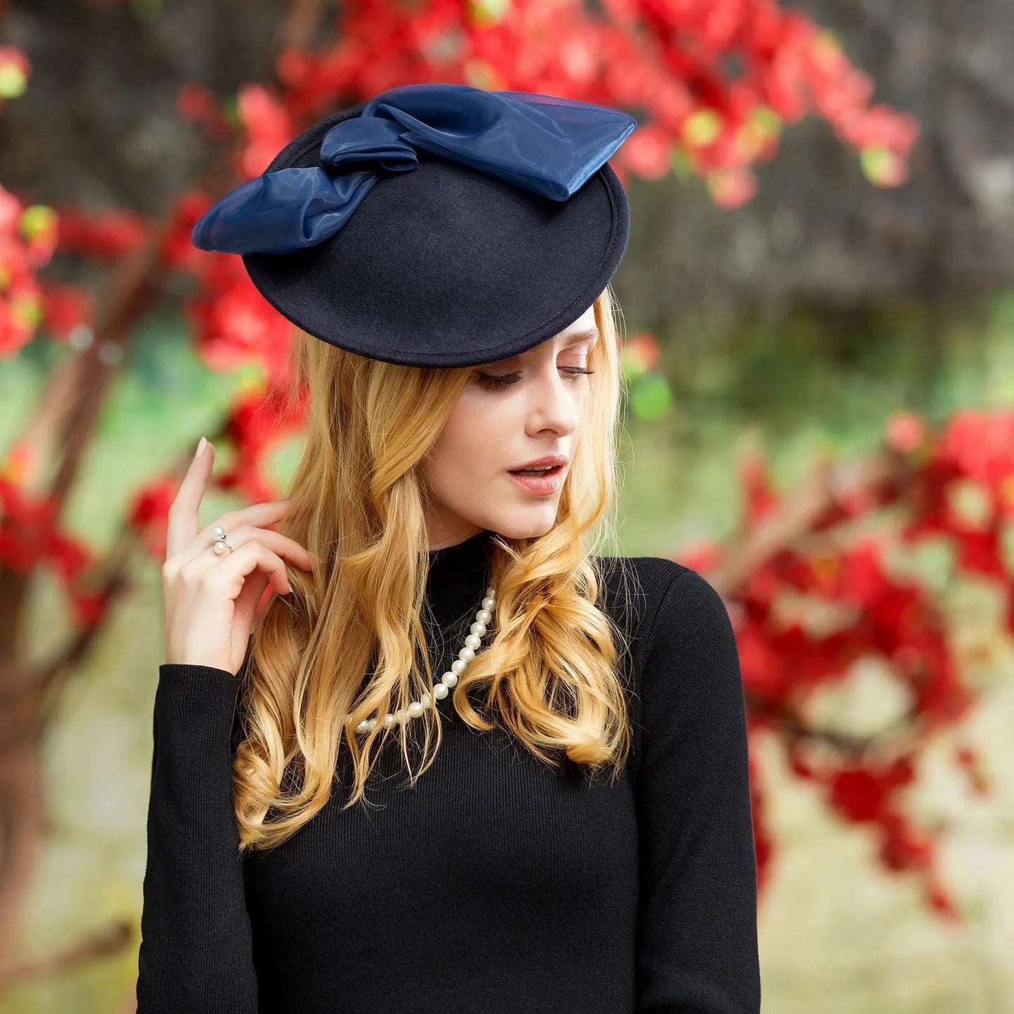 EE 3035 hat female new winter tide restoring ancient ways about British wool homburg joker socialite party dress hats