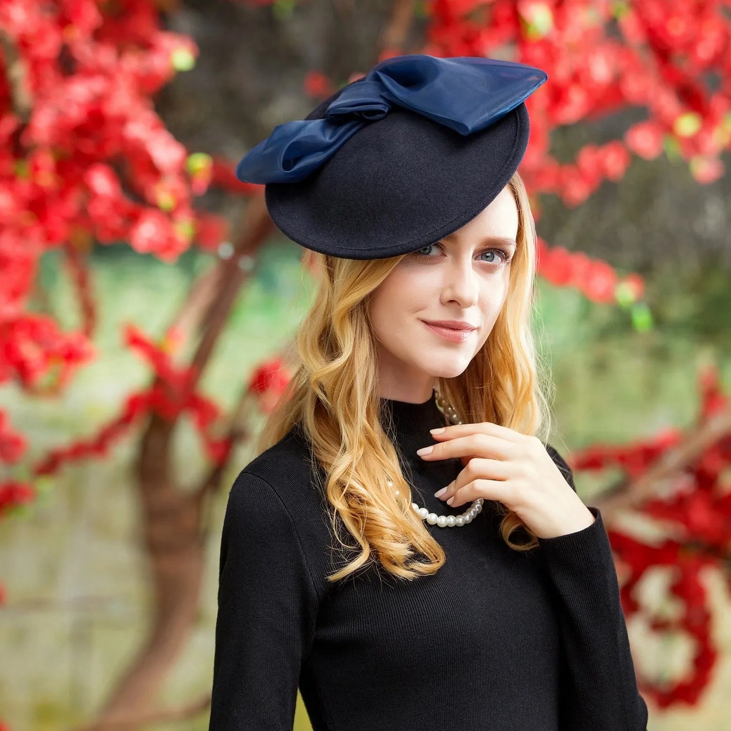 EE 3035 hat female new winter tide restoring ancient ways about British wool homburg joker socialite party dress hats