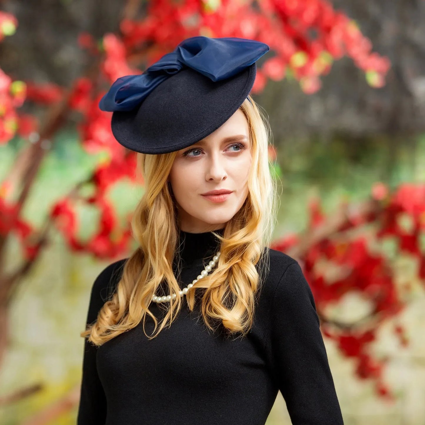 EE 3035 hat female new winter tide restoring ancient ways about British wool homburg joker socialite party dress hats