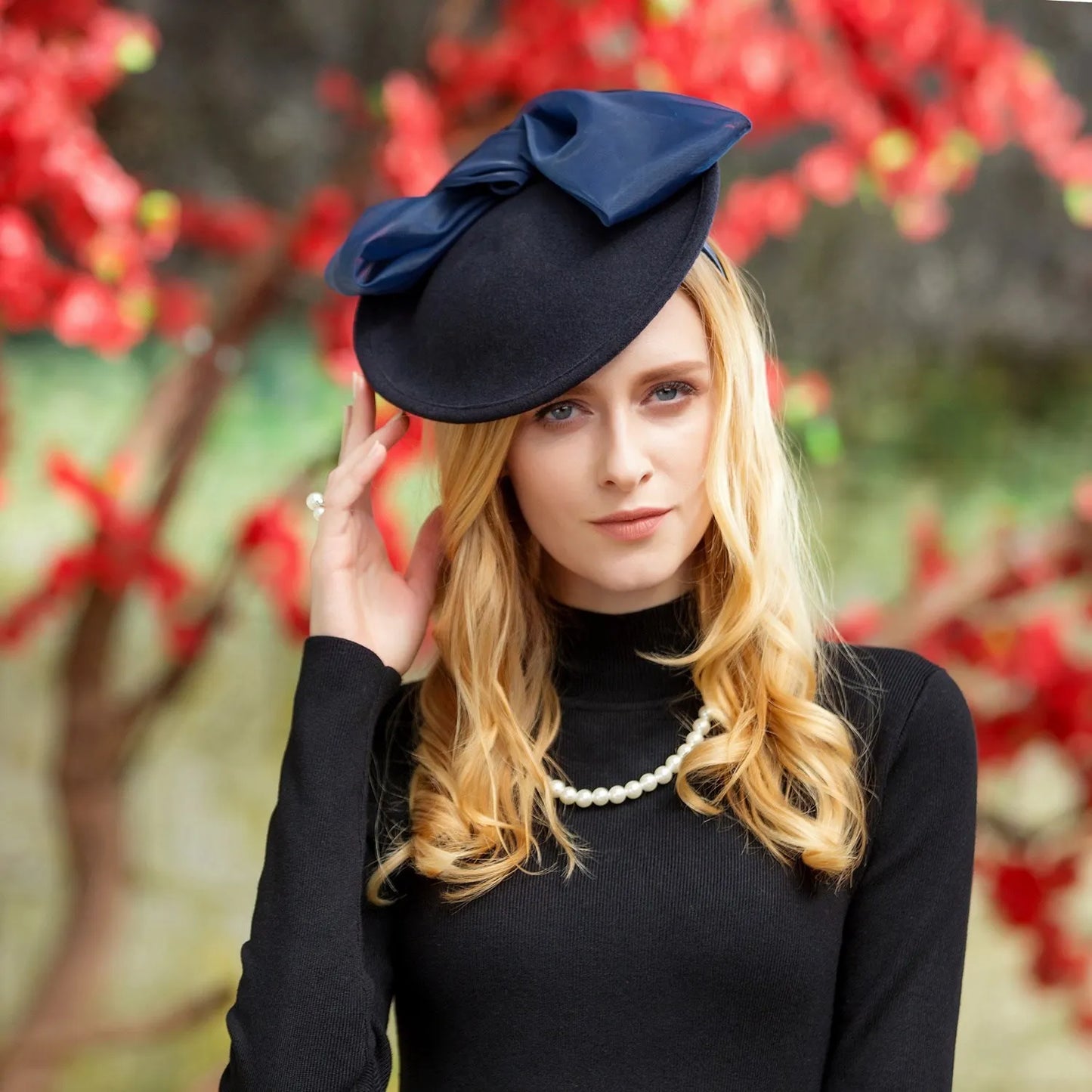 EE 3035 hat female new winter tide restoring ancient ways about British wool homburg joker socialite party dress hats