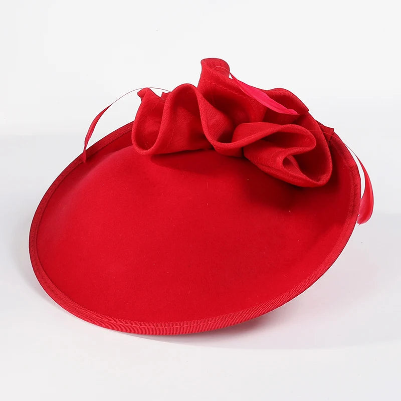 EE 3039 winter/party/racing cap/hat/feather headdress flower wool felt hat