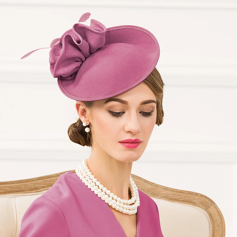 EE 3039 winter/party/racing cap/hat/feather headdress flower wool felt hat