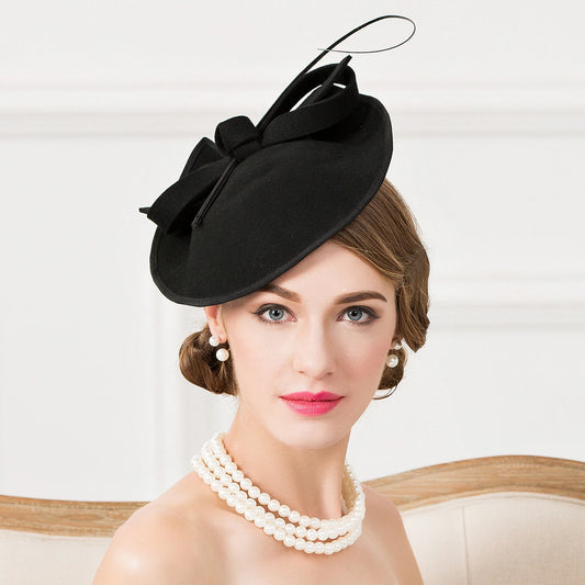EE 3040 Original Design/Winter/Warm/Adjustable/Party/Evening Headpiece/Bowknot/Ostrich Quills/100% Wool Felt Hats