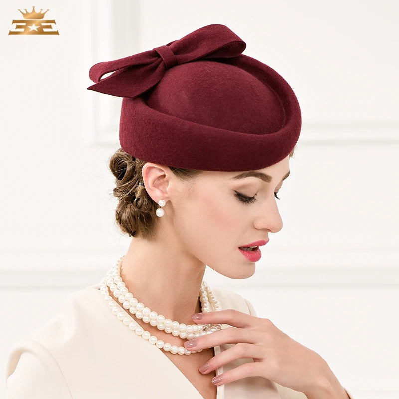 EE 3063 100% Australian Wool Felt /Wedding Party /Elegant Feminine Style Hats /Ladies Derby Hat/Fedoras /Ladies Tea Party