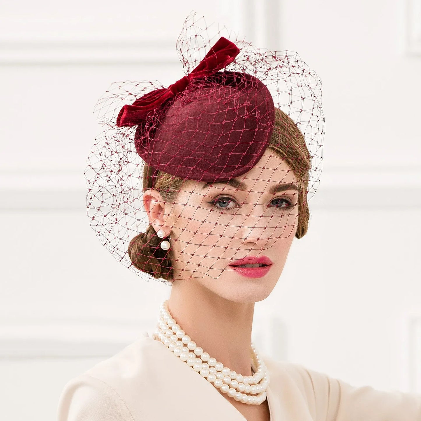 EE 3077 elegant dress homburg joker banquet gauze tire restoring ancient ways British female flight attendant hatt