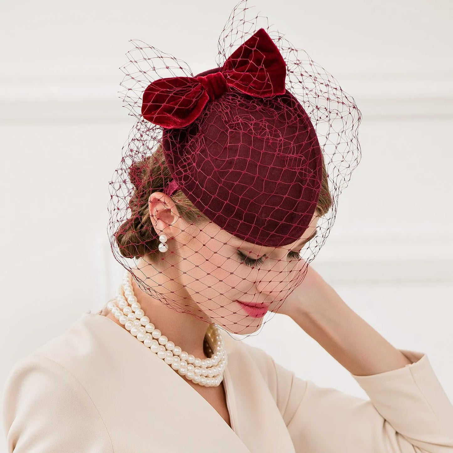 EE 3077 elegant dress homburg joker banquet gauze tire restoring ancient ways British female flight attendant hatt