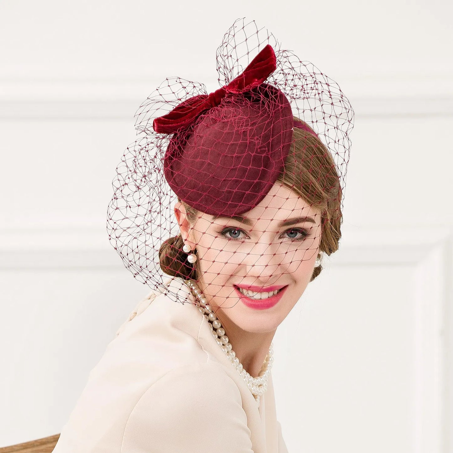 EE 3077 elegant dress homburg joker banquet gauze tire restoring ancient ways British female flight attendant hatt
