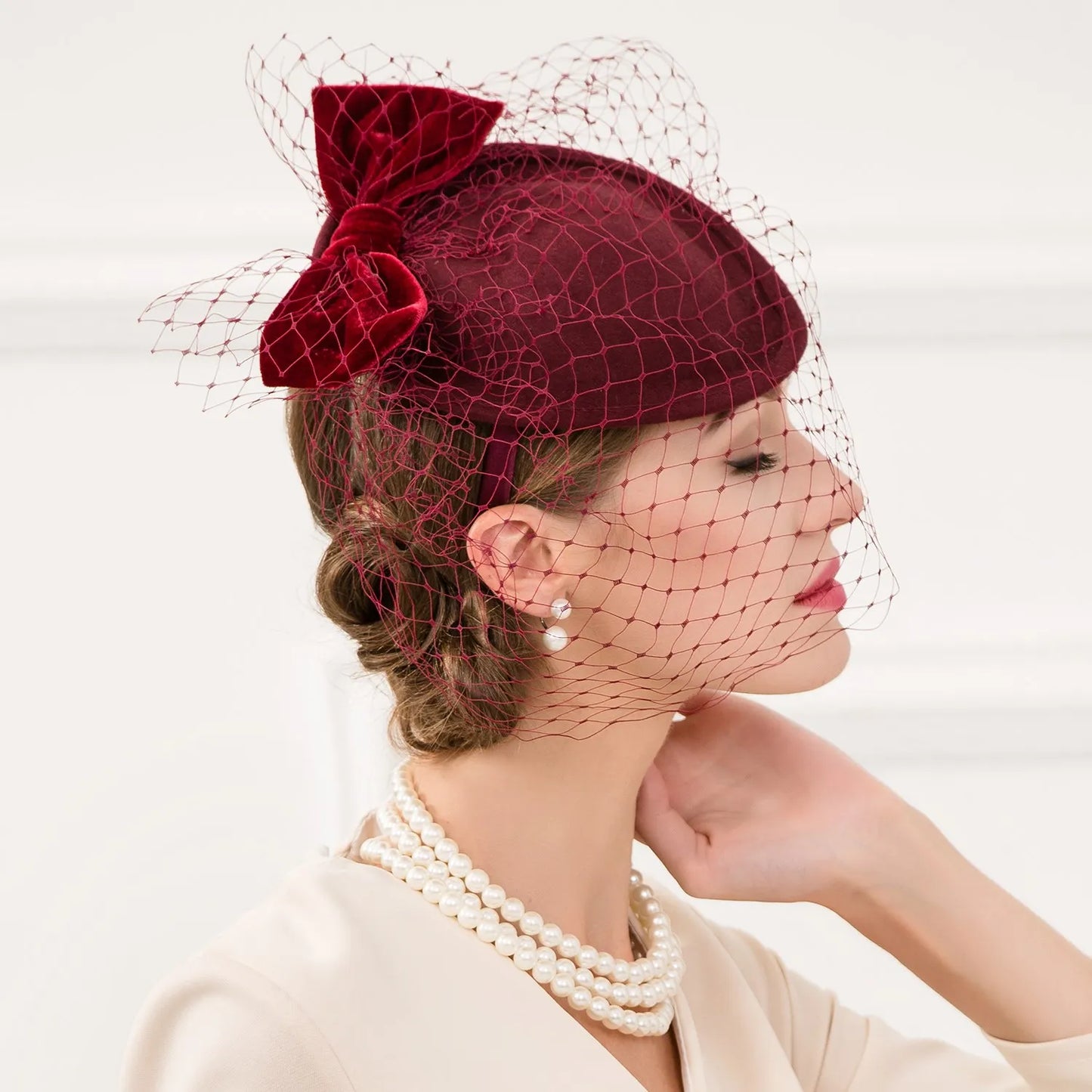 EE 3077 elegant dress homburg joker banquet gauze tire restoring ancient ways British female flight attendant hatt