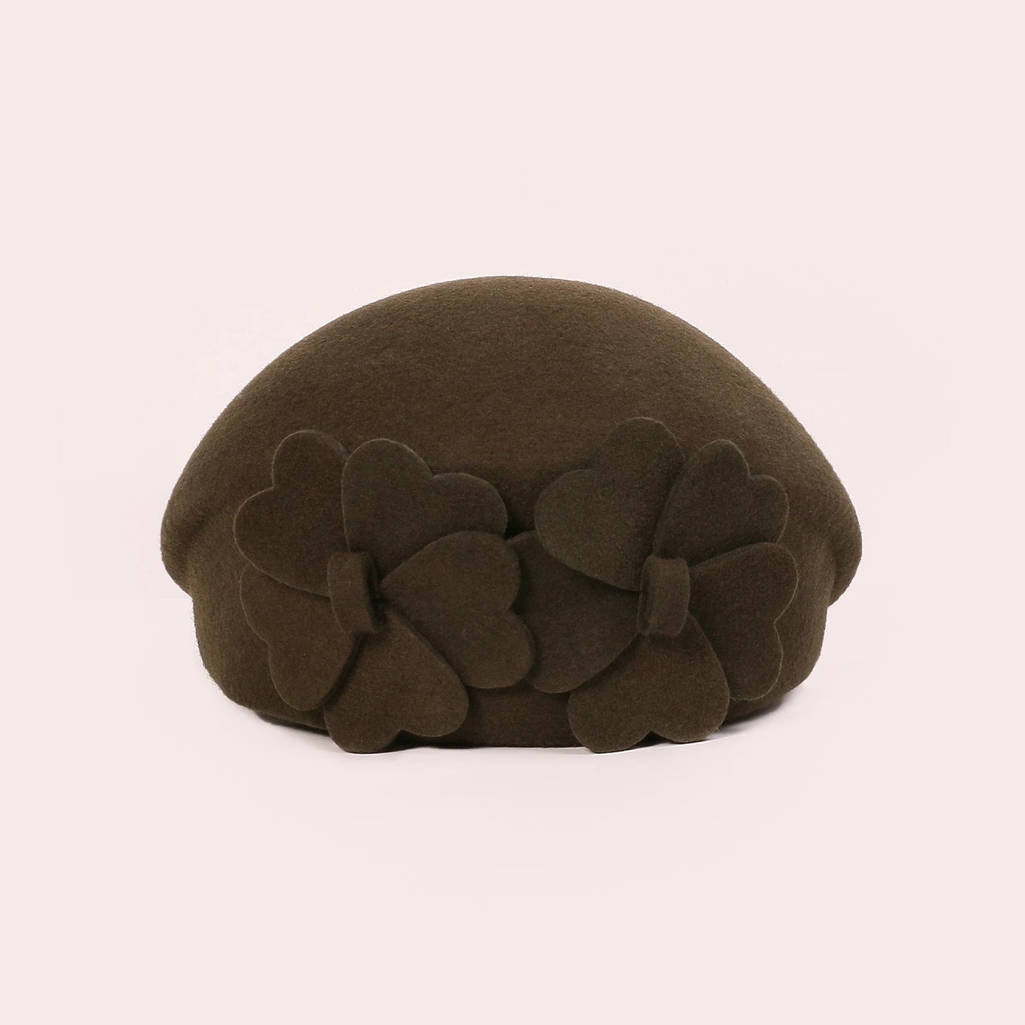 EE 3087  100% Wool Hat/ French Beret/ Vintage /Elegant/Special Occasion/ Casual Headpiece Christmas/ Hats with Floral Casual