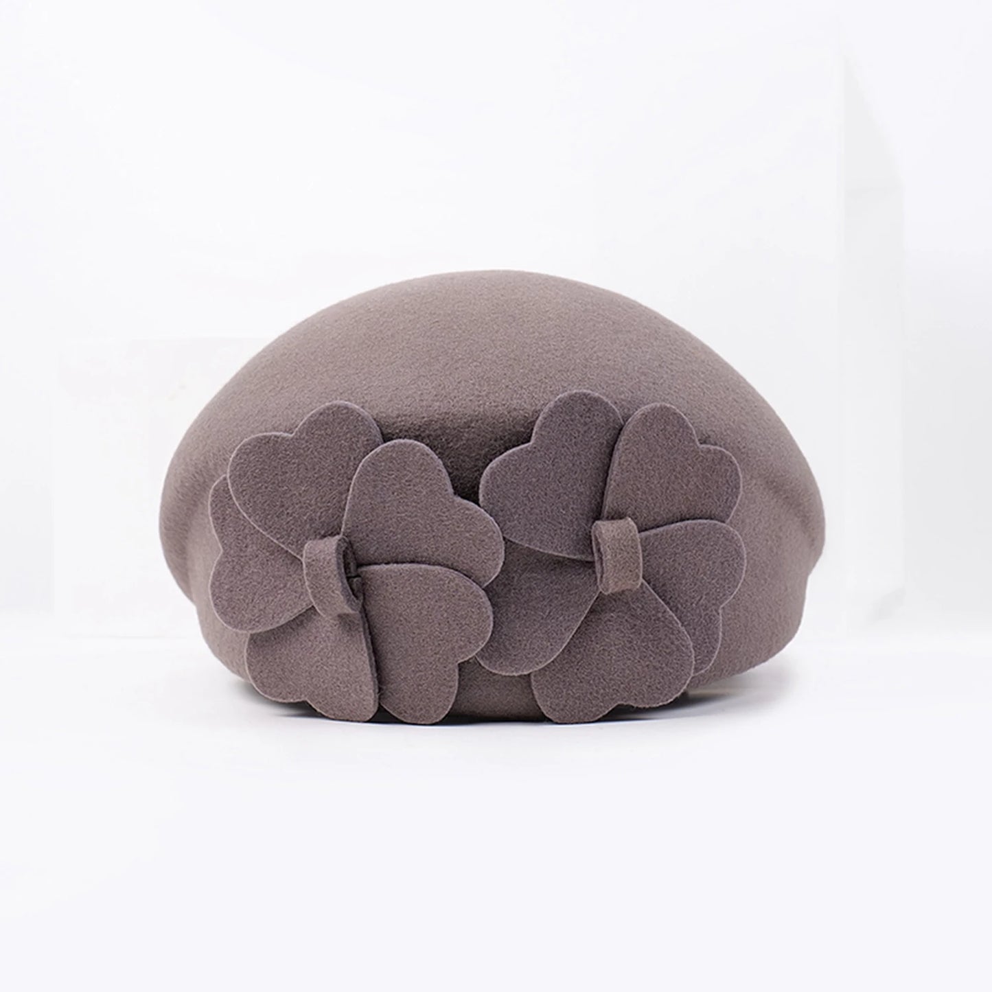 EE 3087  100% Wool Hat/ French Beret/ Vintage /Elegant/Special Occasion/ Casual Headpiece Christmas/ Hats with Floral Casual