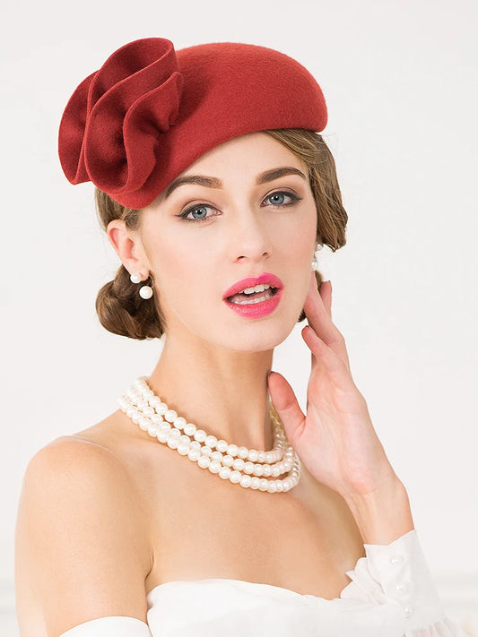EE 3094 Winter/Warm/100% Australian Wool Felt/Fascinators Flowers/Elegant/Ladies Day/100% Wool Felt Hats/Beret Hat
