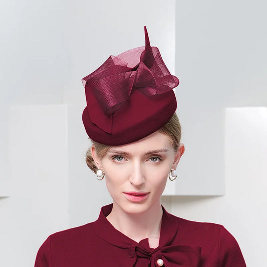EE 3096 qiu dong French elegant British retro net yarn wool? Small female winter headgear hat party hat
