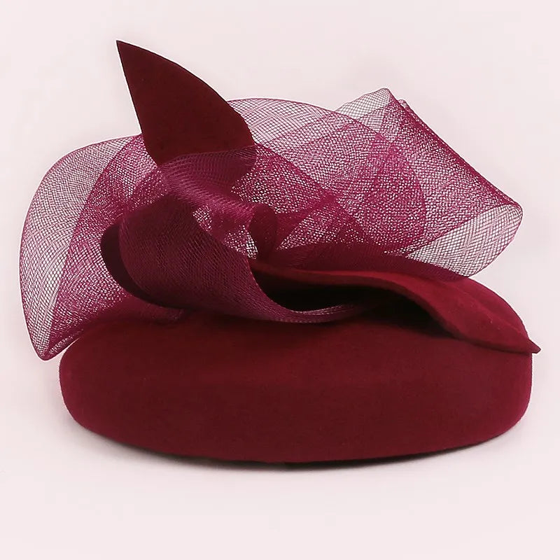 EE 3096 qiu dong French elegant British retro net yarn wool? Small female winter headgear hat party hat
