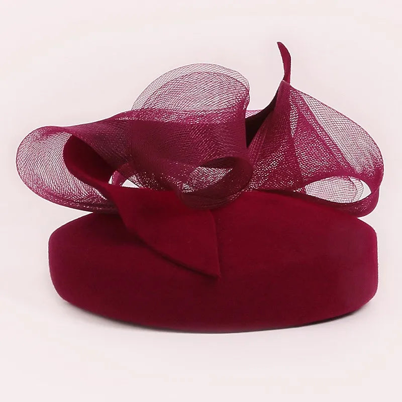 EE 3096 qiu dong French elegant British retro net yarn wool? Small female winter headgear hat party hat